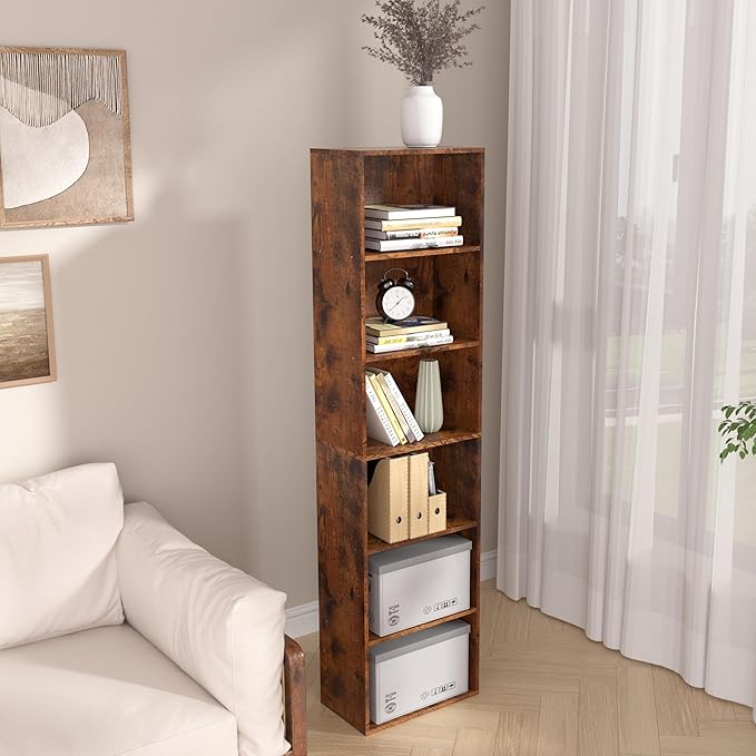 Wooden 6 Cube Storage Organizer, Vintage Brown 6 Cube Storage Shelf, 6 Tier Closet Organizers Storage Cubes Display Cubby, Versatile Cubes Open Bookshelf and Cubby Organizer for Any Space