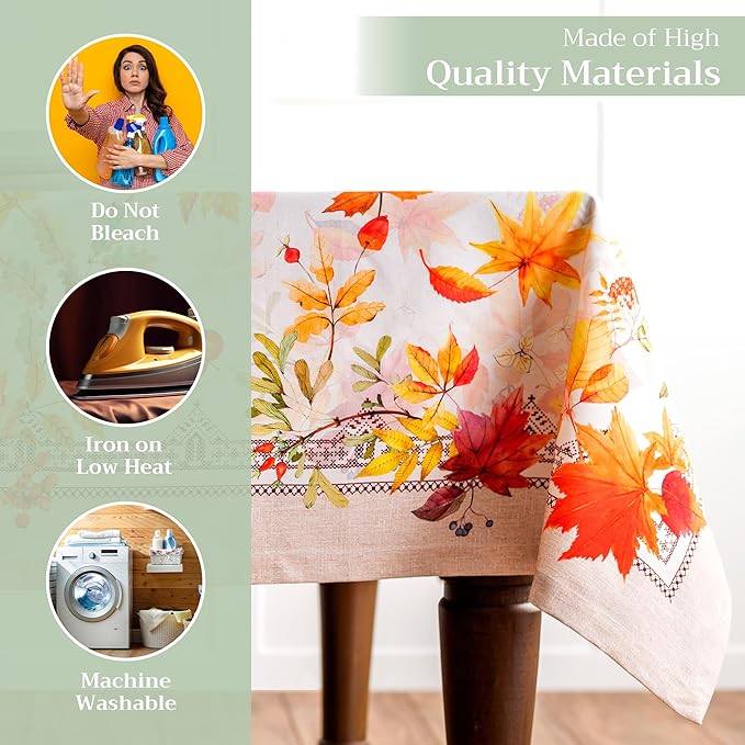 Maison d' Hermine Table Cloth Square Table 100% Cotton 60 x 60 Inches Fall Tablecloth Reusable Everyday Use for Thanksgiving Christmas Decorations Dining Farmhouse Party (Amarante)