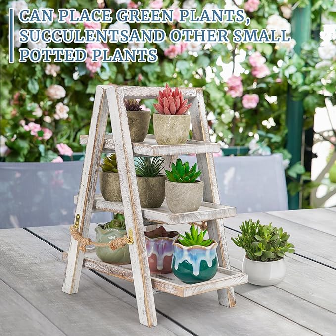 Wooden Cupcake Stand, 3 Tier Cupcake Display Stand for Dessert Display, Dessert Stands with Serving Tray and Foldable Stand for Party, Birthday, Wedding, Events, Baby Shower (White)