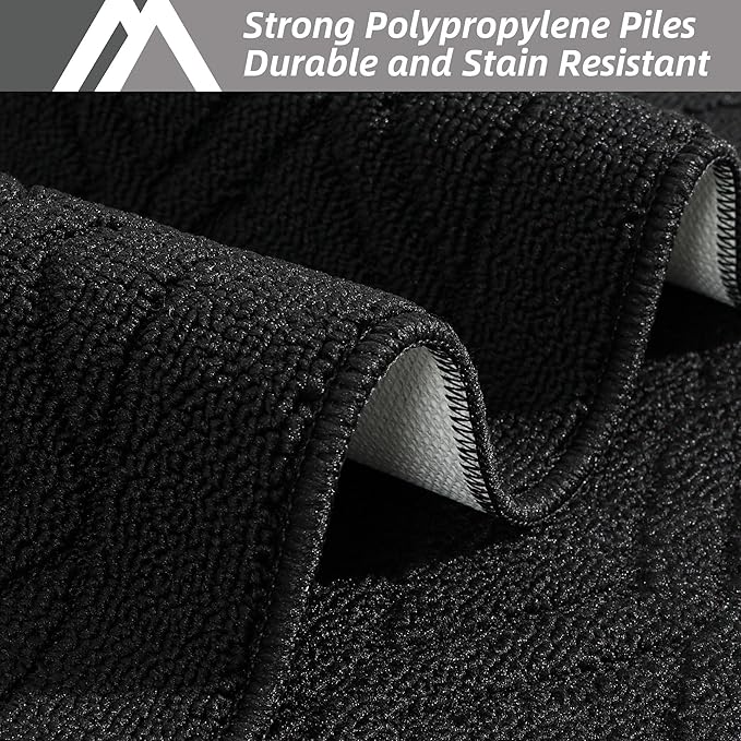 COSY HOMEER-Kitchen-Rugs-and-Mats 20"x48" Non Slip Kitchen Mats for Floor Absorbent Washable Kitchen Runner Standing Floor Mat for Sink Mat,Entry,Laundry,Polypropylene,Black