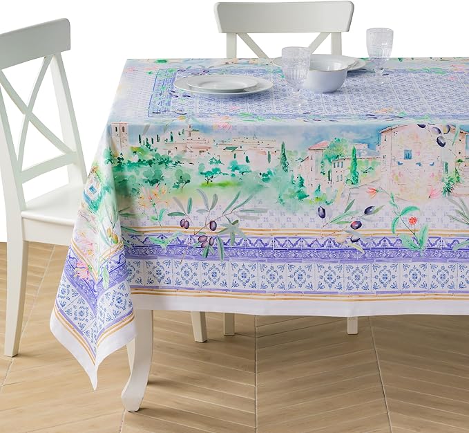 Maison d' Hermine Premium Table Cloth Rectangle Table 100% Combed Cotton 90 x 70 Inches Tablecloth Reusable Decorative for Dining Room, Farmhouse, Home, Party, Festive & Wedding - Luberon