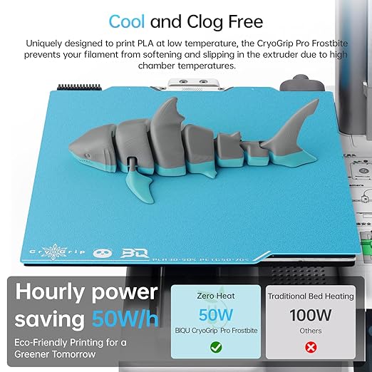 BIQU CryoGrip Pro Frostbite for Bambu-Lab A1 Mini 3D Printer 184x184mm Cold Build Plate Room Temperature Print Double Sided Upgrade Spring Steel Sheet Removable Surface Platform