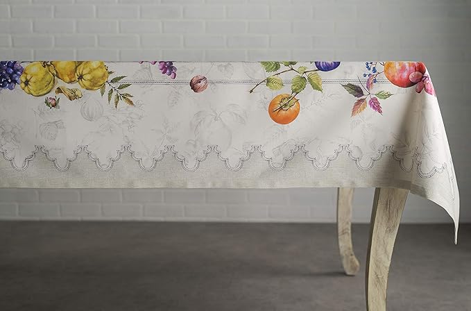 Maison d' Hermine Table Cloth Rectangle Table 100% Cotton 60 x 108 Inches Fall Tablecloth Reusable Everyday Use for Thanksgiving Christmas Decorations Dining Farmhouse Party (Fruit D'Hiver)