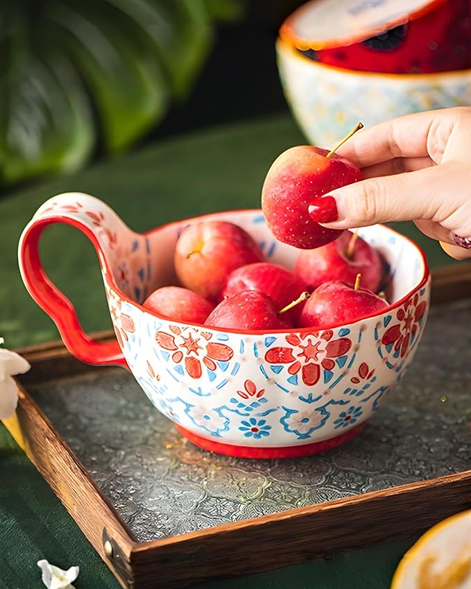 35oz Soup Bowls with Handles, Microwave Safe Large Ceramic Soup Bowl for Chili, Stew, Ice Cream, Berries & Fruits, Gift-Ready for Women, Christmas, Hostess Gifts & Fall Decor