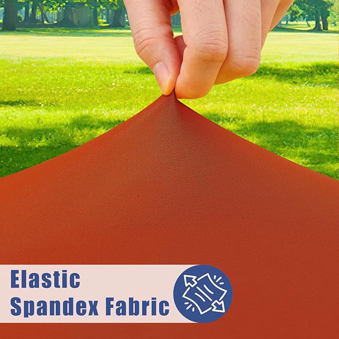 Round Spandex Tablecloth, Elastic Fitted Waterproof Tablecloths for 36"-44" Tables, Stretch Washable Picnic Table Cover for Camping, Dining, Indoor and Outdoor, Rust