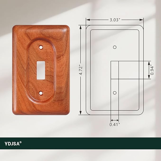 Wooden Light Switch Cover Plate Single Decorator Cherry Wood Decorative Switch Plates and Outlet Covers Premium Quality Light Switch Cover