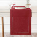 D'Moksha Homes Linen Red Table Runner 132 Inches Long - 100% Pure Linen Extra Long Table Runner 14 x 132 Inch for Valentines, Spring - Classic Hemstitch