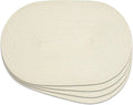 Noctiflorous Oval Braided Placemats Set of 4 Woven 12x18 Inch Non Slip Washable Heat Resistant Place Mats Round Tablemats for Dining Kitchen Party Daily Table Decor Dinner Mats (Solid Beige White, 4)
