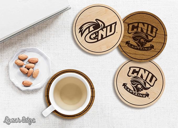 LazerEdge Christopher Newport Captains Wooden Coaster Set - Maple Wood - Officially Licensed Product - 4-Pack