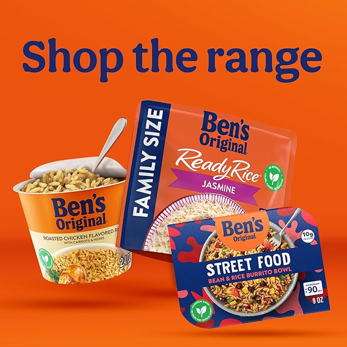 BEN'S ORIGINAL Roasted Chicken Flavored Rice Single Serve Cup, Snack or Side, Microwave in 3.5 Minutes, 2.4 oz (Pack of 8)