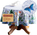 Maison d' Hermine Table Cloth Round Table 100% Cotton 69 Round Inches Tablecloth Reusable Decorative for Dining Room Farmhouse Home Valentines Day Decorations Spring Summer - Passiflora