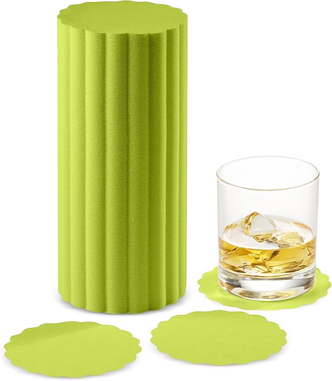 Disposable Kiwi Paper Coasters for Drinks, 3.5 Inch Round Coasters for Bar, Cocktail, Beverage, Wine Or Event, 500 Pack Bulk
