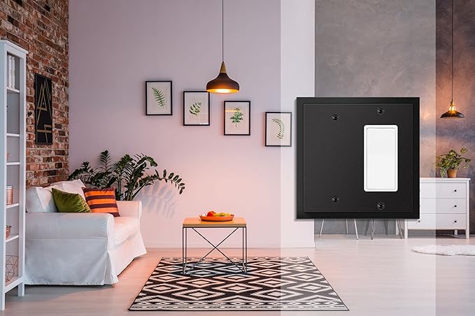 Henne Bery Modern Edge Decorative Wall Plate Switch Plate Outlet Cover, Durable Solid Zinc Alloy (Blank/Decorator, Matte Black)