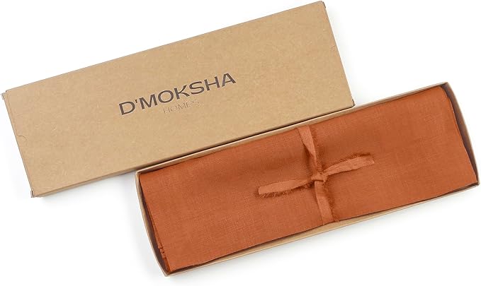D'Moksha Homes Linen Rust Placemats Set of 4-100% Pure Linen Placemats 14 x 19 Inch for Spring, Easter - Handcrafted and Machine Washable