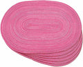 Noctiflorous Oval Braided Placemats Set of 6 Woven 12x18 Inch Non Slip Washable Heat Resistant Place Mats Tablemats for Dining Kitchen Party Daily Table Decor Dinner Mats (Hot Pink, 6)