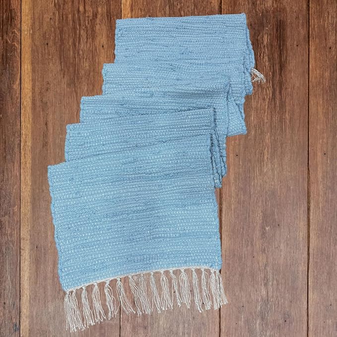 Perilla Home Sky Blue Table Runnert Vintage Boho Table Mats for Kitchen Dining Home Decor Rectangle Runner (Sky Blue 13x72)