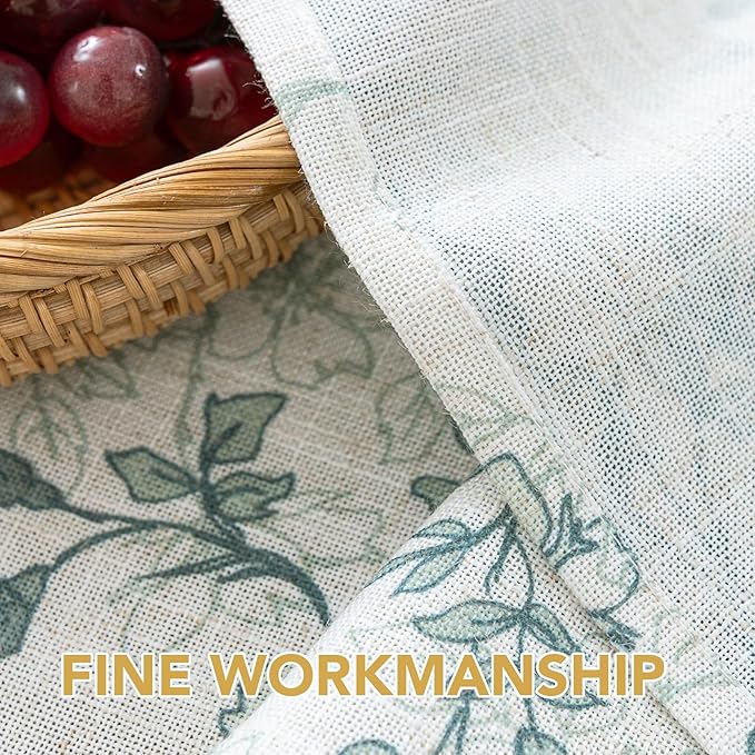 H.VERSAILTEX Linen Table Cloths Floral Printed Tablecloth Spill-Proof Waterproof Table Cover for Dining Buffet Feature Soft and Thick Fabric Wrinkle Free, 60 x 120 Inch, Retro Floral - Sage