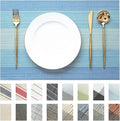 Placemats Set of 8 Vinyl/Plastic Woven Place Mats for Kitchen Table Indoor/Outdoor Washable Placemat Wipeable Dining Table Mats (Ocean Geode,8)