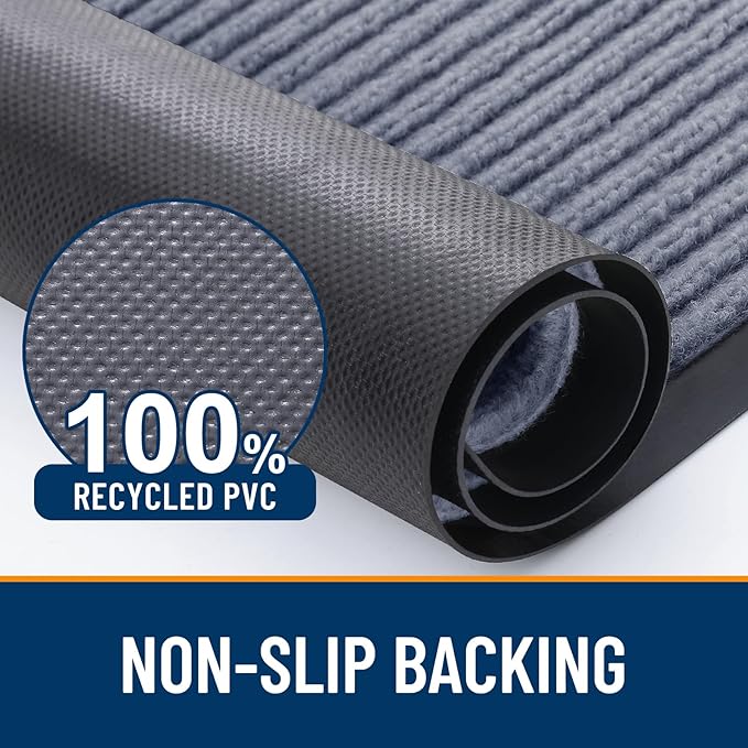 OLANLY Front Door Mat Indoor Outdoor Entrance, Waterproof Heavy Duty Doormat, Fade Resistant, Low Profile, Easy Clean Patio Porch Welcome Floor Mats for Entry, 71x30, Ash Grey