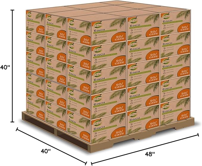 Raj Palm Leaf Plates Bulk [50-Pack] 6" Square Plates(100 Cases - 5000 PACK) like Bamboo plates Disposable, Strong, Decorative Compostable Tableware for weddings, Lunch, Dinner, Birthday,Outdoor