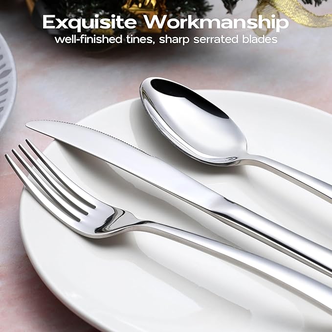 Onader 40 Piece Heavy Duty Silverware, Flatware Set for 8, Stainless Steel Cutlery Set