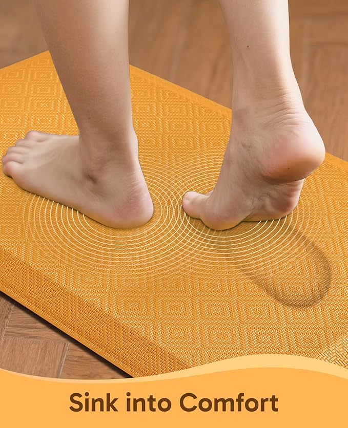 Ophanie Kitchen mats for Floor, 3/4 inch Thick, Kitchen Rugs, 20''x39'' Anti Fatigue Standing Cushioned Mat, Waterproof,Comfort Ergonomic mat for Office, Home, Sink,Orange Non-Slip Bottom