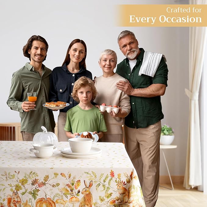 Maison d' Hermine Table Cloth Rectangle Table 100% Cotton 60 x 120 Inches Fall Tablecloth Reusable Everyday Use for Thanksgiving Christmas Decorations Dining Farmhouse Party (Pumpkin Passion)