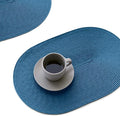 FunWheat Oval Braided Placemats Set of 6 Table Mats for Dining Tables Washable Heat Resistant Place mats for Daily Use12 x18 Inch (Oval Blue, 6pcs)