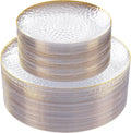 Rubtlamp 60Pcs Clear Plastic Plates,Clear Disposable Plates With Gold Rim,Heavy-duty Gold Plates,Hammered Party Plates Include 30Clear Dessert-Platos,30Dinner-Platos for Wedding, Party