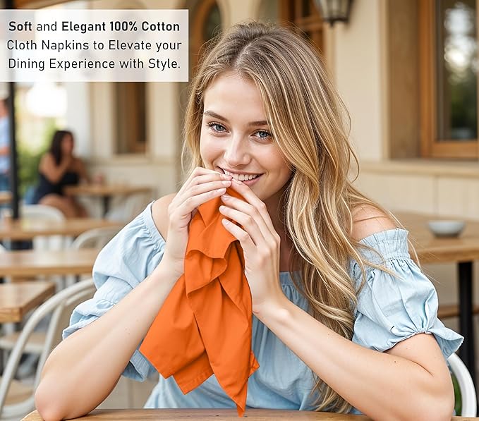 Ruvanti Cloth Napkins Set of 12, 18x18 Inches, 100% Cotton, Washable, Soft & Absorbent, Perfect for Wedding, Christmas, ‎Thanksgiving Dinners - Multi Colors