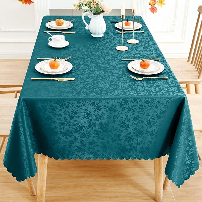 Smiry Rectangle Table Cloth, Waterproof Heavy Duty Vinyl Tablecloths, Wipeable Washable Table Cover for Kitchen and Dining Room (Emerald Green, 54" X 78")