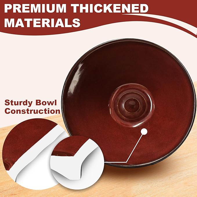 8-Inch 2 Sets Ceramic Ramen Bowl (8 Piece) - Japanese Porcelain Dishwasher Microwave Safe Salad Noodles Cereal Pasta Soup Large Bowls with Chopsticks Forks Spoons for Men Women Housewarming Gift