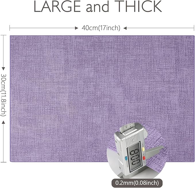 Faux Leather Placemats Set of 4 Washable PU Table mats for Kitchen Table - Heat Resistant, Waterproof, Easy Clean, Anti Slip 11.8" x 17" (Purple-4 Pack)