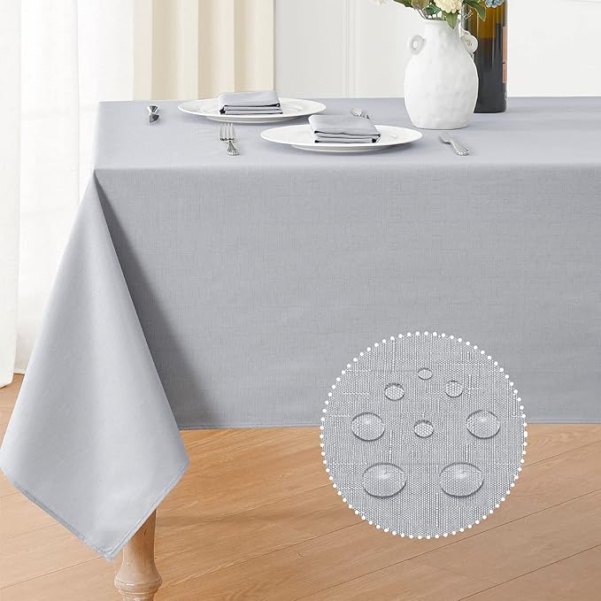 Textured Rectangle Tablecloth 60x104 inch Table Cloth Water Resistant Wrinkle Free Spill-Proof, Decorative Fabric Table Cover Washable for Banquet Parties Event Holiday Dinner, Light Grey