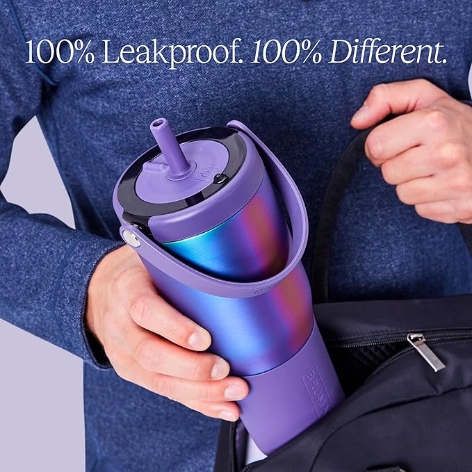 BrüMate Resa 35oz 100% Leakproof Travel Tumbler with Handle & Straw | Flexible SoftSip Straw | Silicone Sleeve for Durability | Stainless Steel | Cup Holder & Travel Friendly Water Bottle | (Mocha)