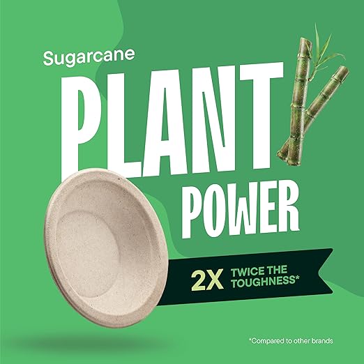Stack Man Paper Bowls, 100% Compostable Disposable Soup Bowl [125-Pack] 12 oz. Heavy Duty, Eco-Friendly, Biodegradable Bagasse Hot Food Plates and Bowls - Natural Brown (BPI Certified) (PFAS-Free)