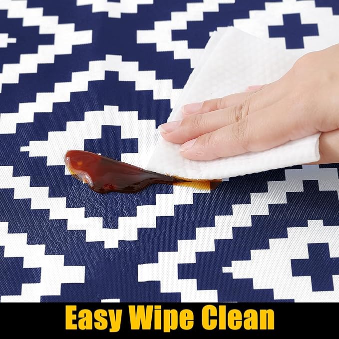 Smiry Rectangle Table Cloth Cover, Waterproof Elastic Fitted Picnic Tablecloth for 6 Foot Tables, Wipeable Flannel Backed Vinyl Tablecloths for Camping, Dining, Outdoor (Navy, 30" x 72")