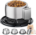 304 Stainless Steel Dog Bowls, Heavy Duty Dog Food Bowl with Extra Strong Non-Slip Mat, Thick Metal Base Water Bowl with Lick Mat for Puppies & Cats, Indoor/Outdoor (8.5 oz)