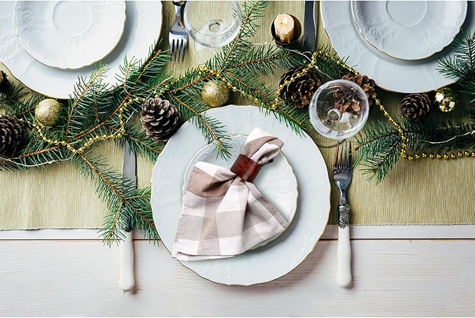 Wooden Napkin Rings Set of 12 Handmade Napking Holders for Dining Tableware, Thanksgiving, Party, Table Décor (Straight)