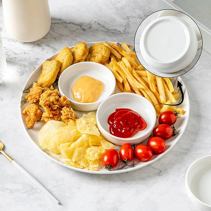 Dipping Bowls Set of 4, 2462°F High-Fired Ceramic Small Bowls for Dips, Olive Oil & Sauce, Elevates Table Setting, Idea for BBQ,Afternoon Tea,Entertaining,Housewarming & Holiday Gifts, White