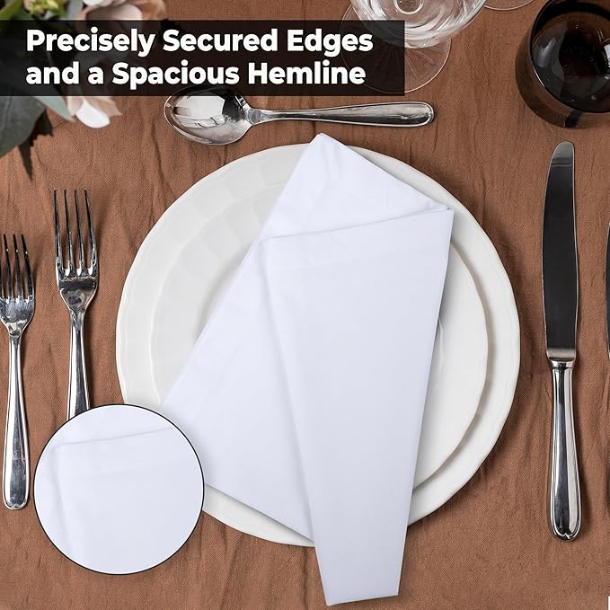Urban Villa Cloth Napkins White Dinner Napkins Set of 12 (18X18 Inches) 100% Cotton Absorbent Washable Durable Reusable Ideal for Hotel Collection Farmhouse Party Thanksgiving Fall Dinner Napkins