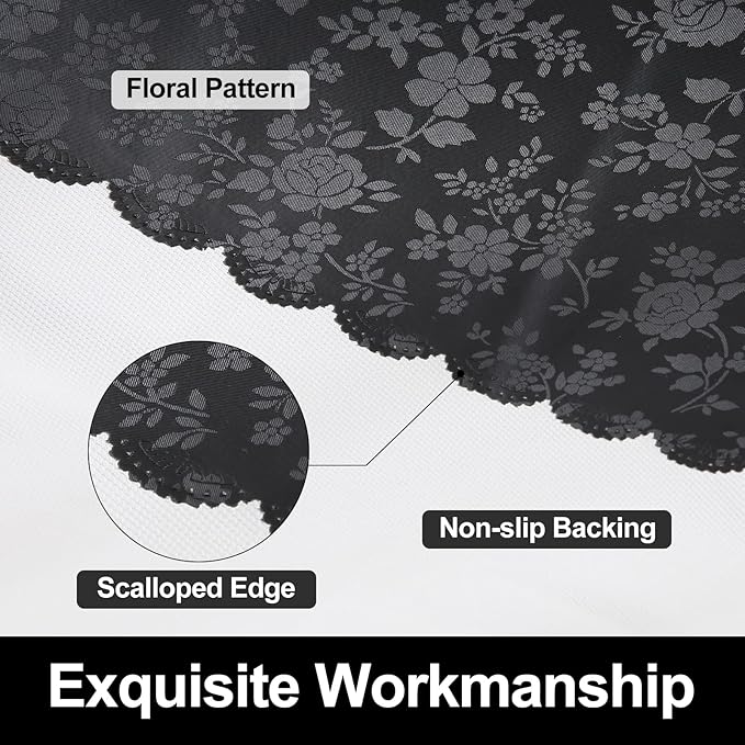 Smiry Round Table Cloth, Waterproof Heavy Duty Vinyl Tablecloths, Wipeable Washable Table Cover for Kitchen and Dining Room (Black, 70" Round)