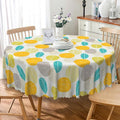 Laeacco 60 Inch Geometric Round Tablecloth Colorful Abstract Oval Leaf Pattern Modern Art Print Table Cloth Washable Waterproof Wrinkle Free Table Cover for Kitchen Dining Picnic Party Decoration