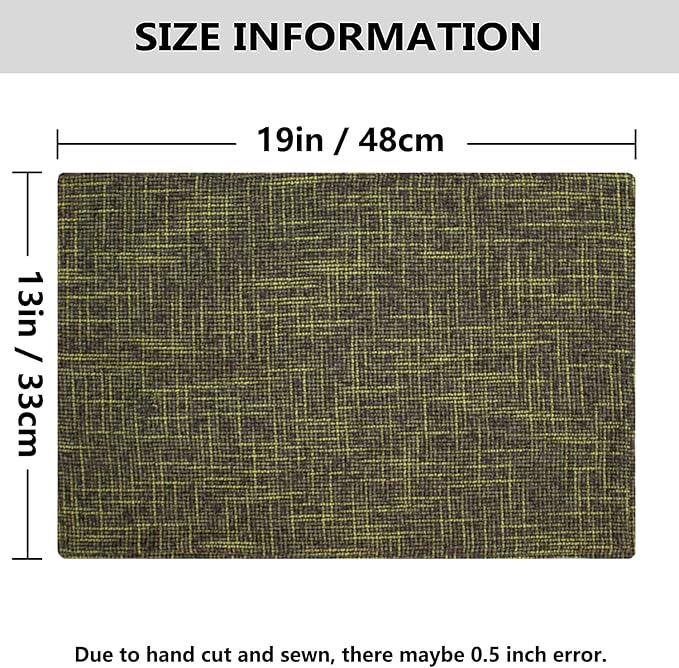 Kevin Textile Christmas Placemats, Set of 4 Heat-Resistant Placemats for Kitchen Table, Washable Durable Linen Table Mats Woven Placemats (4 Pcs, 13"x19", Peridot Green)