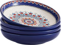 Bico Boho Totem Pasta Bowls, 35oz Salad Bowl Set of 4, Large Ceramic Serving Dinner Bowls for Soup and Cereal, Microwave and Dishwasher Safe, Gift for Housewarming and Thanksgiving