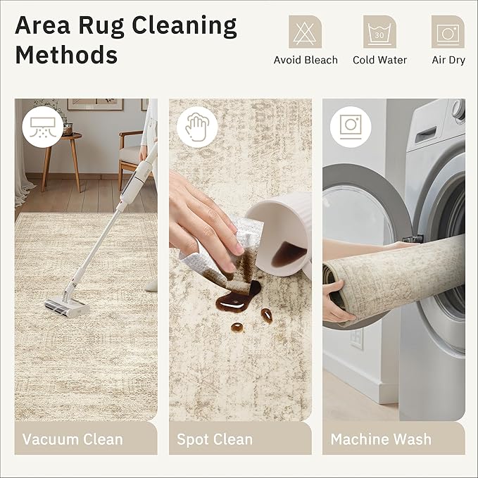Runner Rug 2'x6' Washable Non-Slip Runner Rugs for Kitchen Bathroom Laundry Room Beige Vintage Floor Carpet Runners for Hallway Entryway