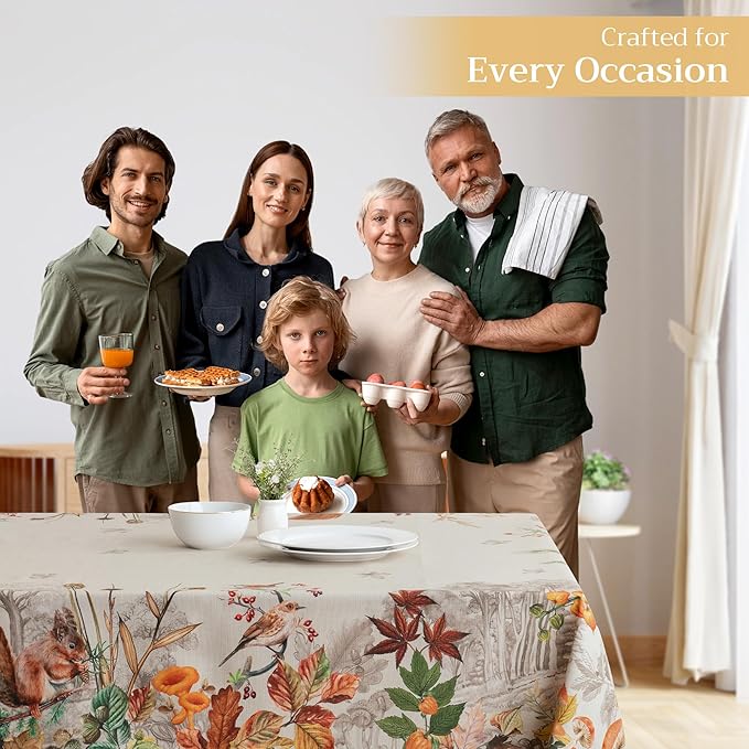 Maison d' Hermine Table Cloth Rectangle Table 100% Cotton 54 x 72 Inches Fall Tablecloth Reusable Everyday Use for Thanksgiving Christmas Decorations Dining Farmhouse Party (Recolte)