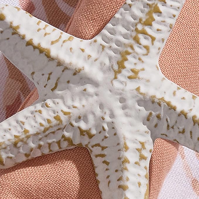 Split P Starfish Metal Napkin Ring Set of 4 | Rustic Whitewashed Aluminum Napkin Holders with Textured Starfish Design | Coastal, Beach & Nautical Table Décor | 2.75" x 3"