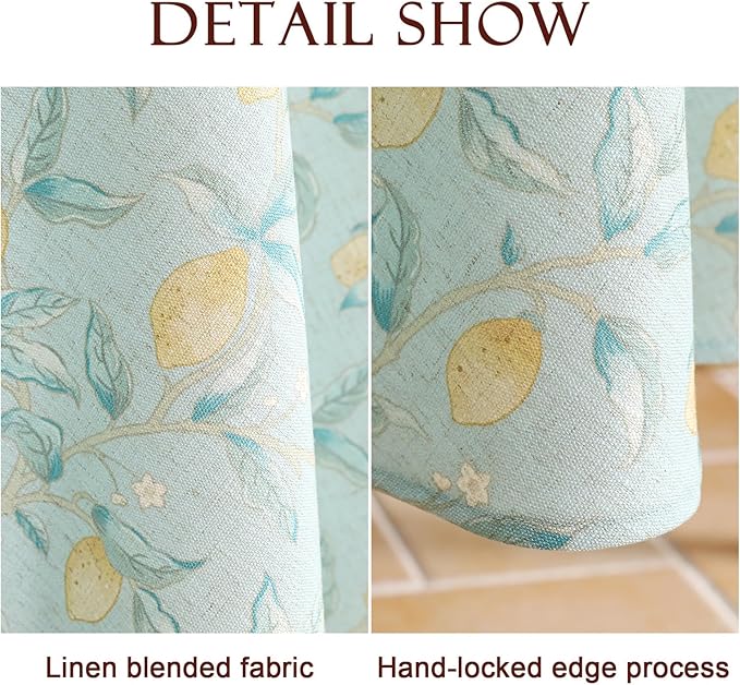 patdrea Designer Linen Green Long Tablecloth for Rectangle Table,Vintage Breathable Yellow Fruits Pattern Table Cloth,Decor Cover for Kitchen Dining,Christmas,Thanksgiving,Party,63"x102"-Ania a
