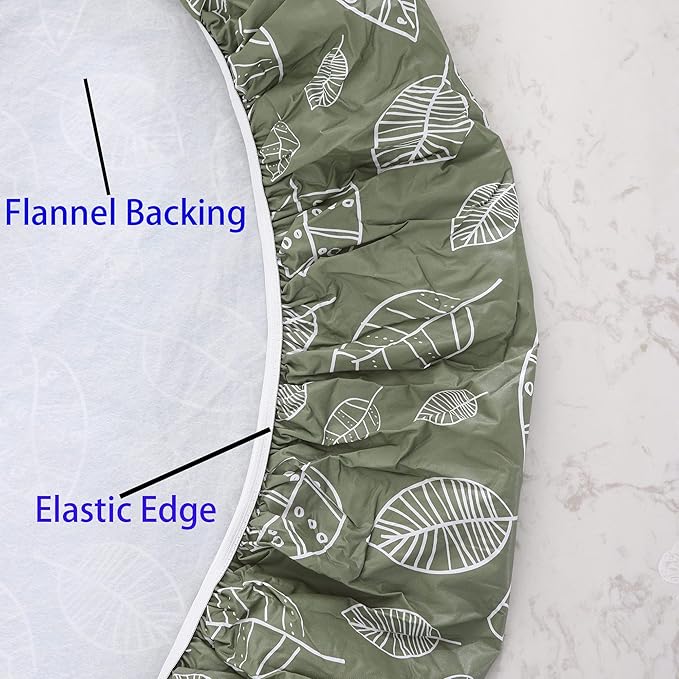 Walrus Round Vinyl Fitted Tablecloth with Flannel Backing Elastic Edge Design Table Cover Waterproof Oil-Proof PVC Table Cloth Stain-Resistant Best for 32"-36" Round